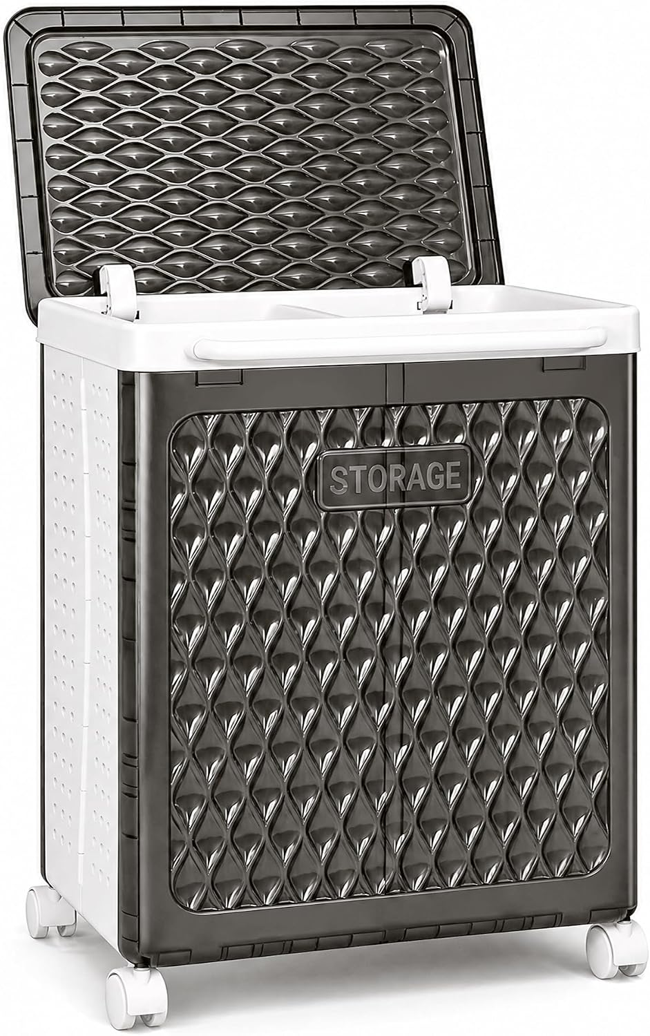 VECELO Rolling Laundry Hamper with Wheels and Lid, Foldable Plastic Laundry B...