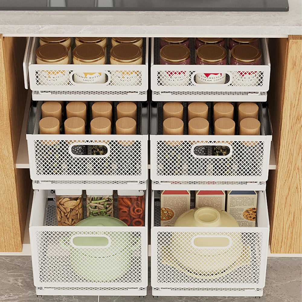 Pull Out Cabinet Organizer, Slide Out Drawers Fixed with Adhesive Nano Film, ...