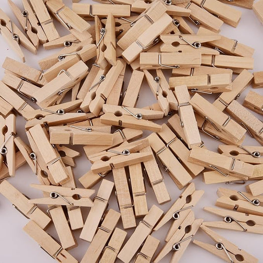320 Feet Jute Twine and 100 Pieces Mini Natural Wooden Craft Clothespins Pegs - Image 2