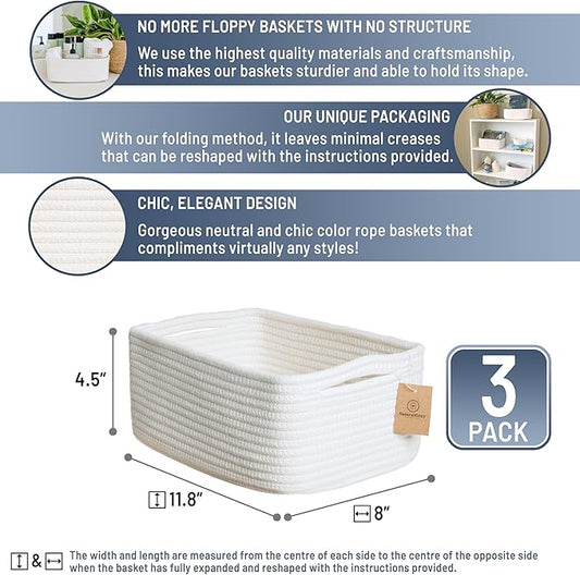 NaturalCozy 11.8"x8"x4.5” Storage Baskets - Image 2
