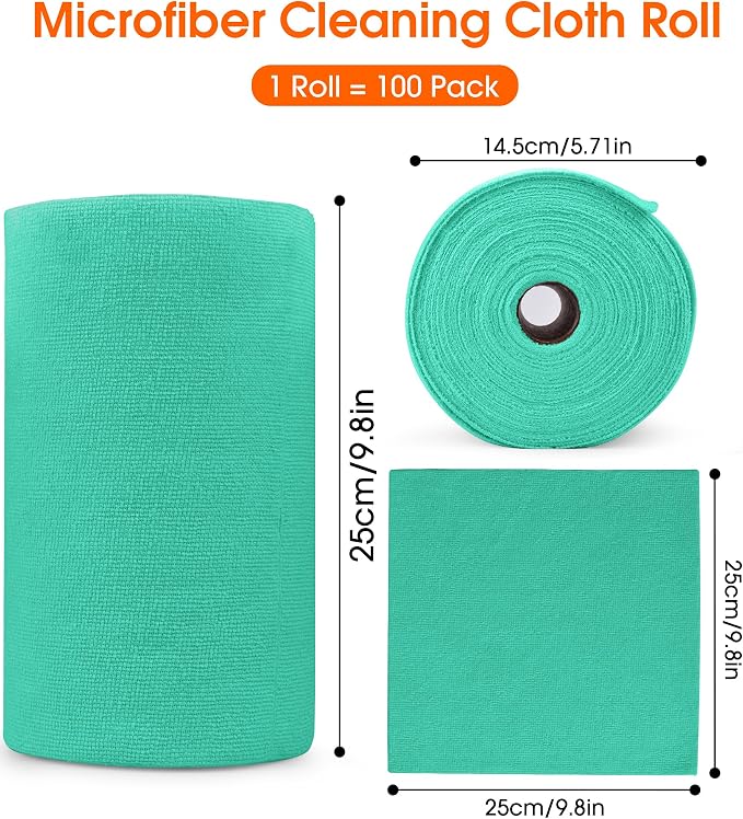 Roll of Microfiber Cleaning Cloth –100 Pack, Tear Away Microfiber Towels - Image 8