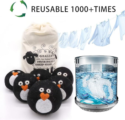 Pack of 6 Wool Dryer Balls, Muulaii Reusable Fabric Softener, Extra Large - Image 2