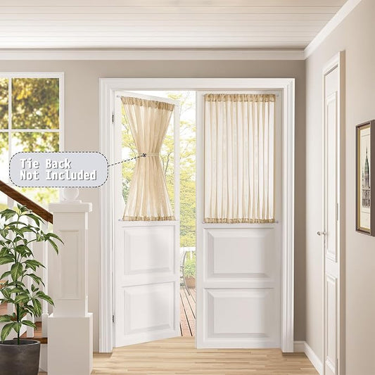 Tollpiz Short Sheer Door Curtains Closet Linen Textured Curtains Sheer Doorway - Image 2