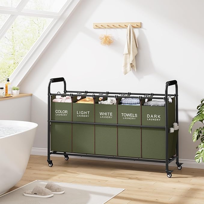 Tajsoon 5 Sections Laundry Sorter, Laundry Hamper - Image 8