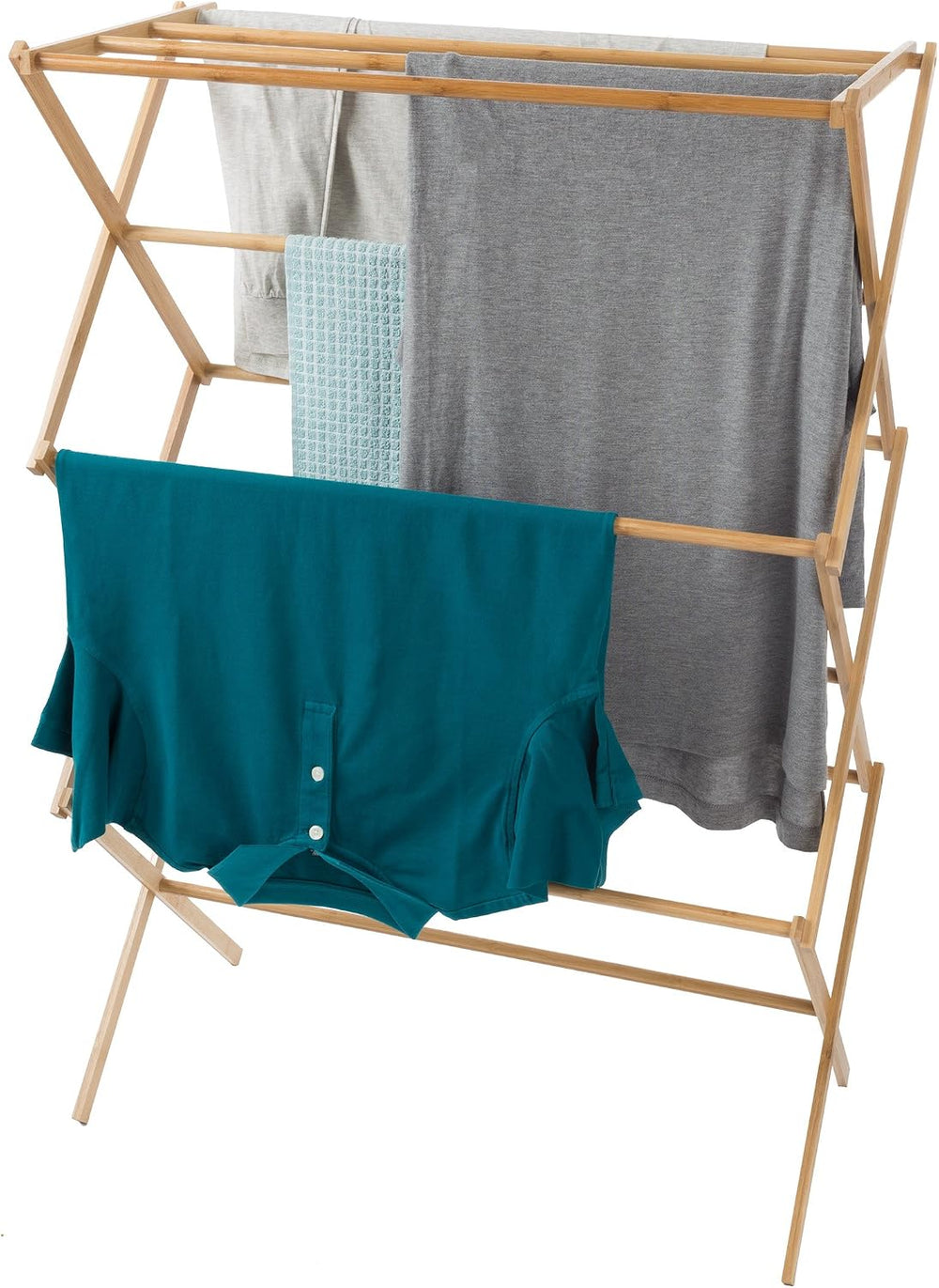 Lavish Home Bamboo Clothes Drying Rack, 27.5” x 14.25” x 42”