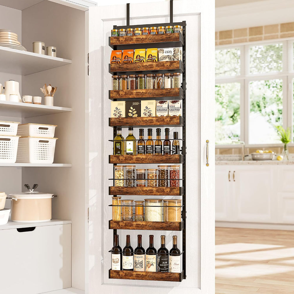 8 Tier Over The Door Pantry Organizer Storage Spice Rack Adjustable Basket