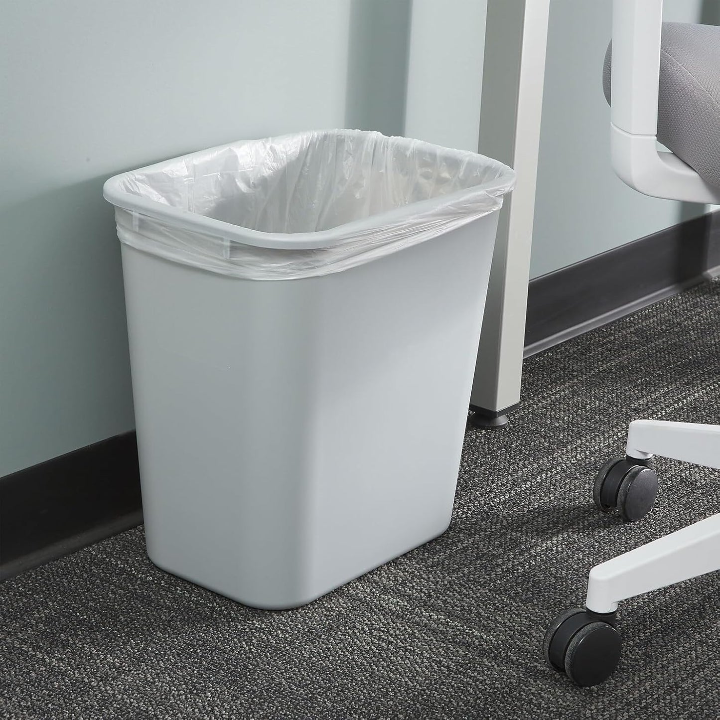 Coastwide Professional Indoor Trash Can Without Lid, Gray, 7 Gallon | Soft molded plastic waste bin for offices, breakrooms, and common areas.