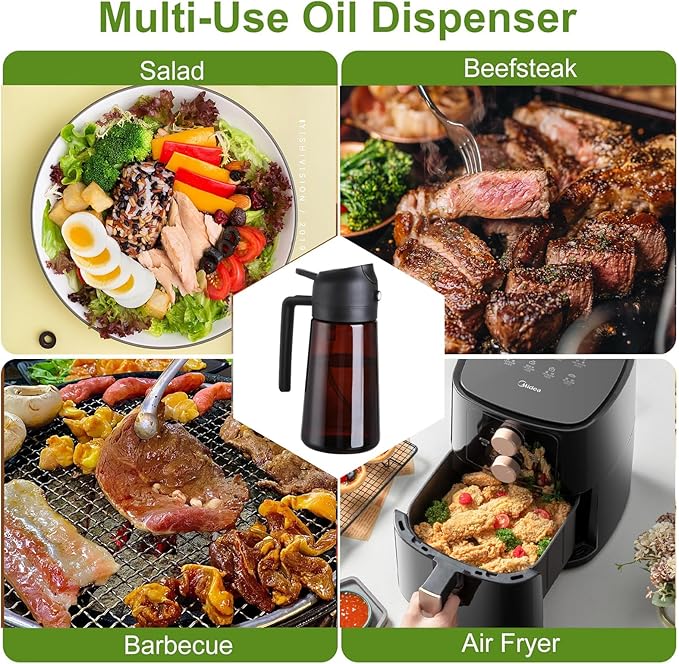 2-in-1 Glass Oil Dispenser & Sprayer - 16oz/470ml Leakproof Olive Oil Sprayer - Image 6