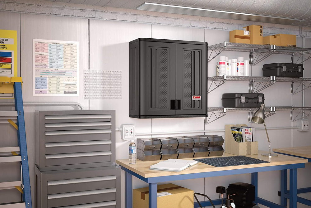 Suncast 4 Cu Ft. Commercial Heavy-Duty Resin Wall Cabinet, Lockable, Black