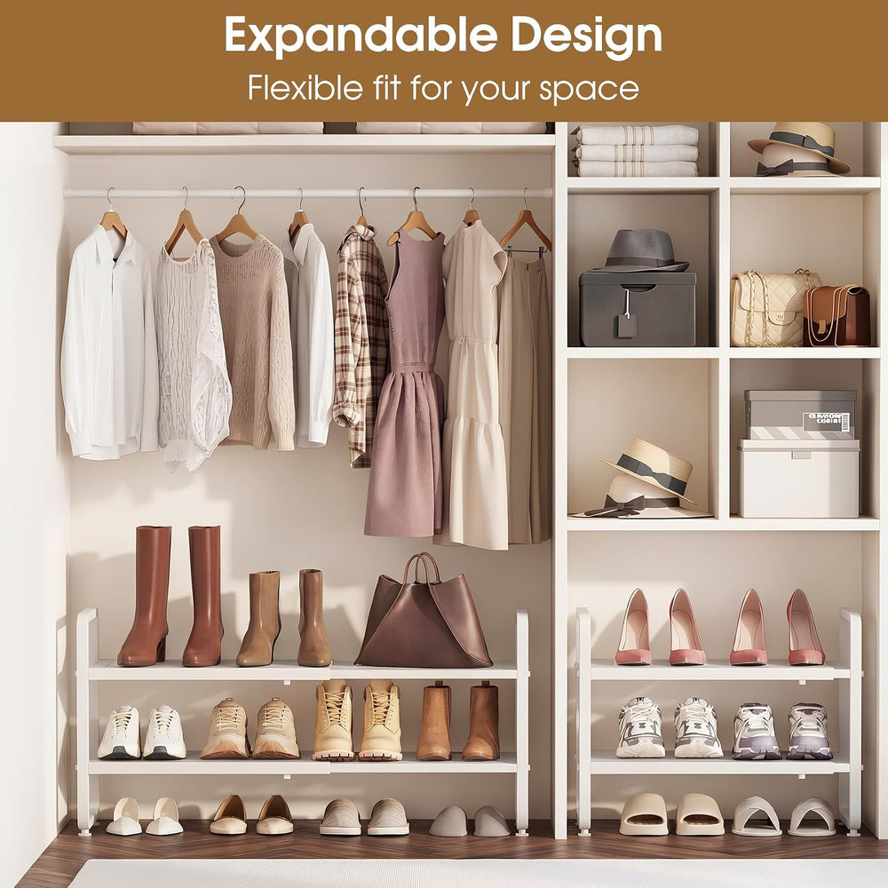 SAYZH 2-Tier Expandable Shoe Rack for Closet, Adjustable Metal Shoe Organizer...