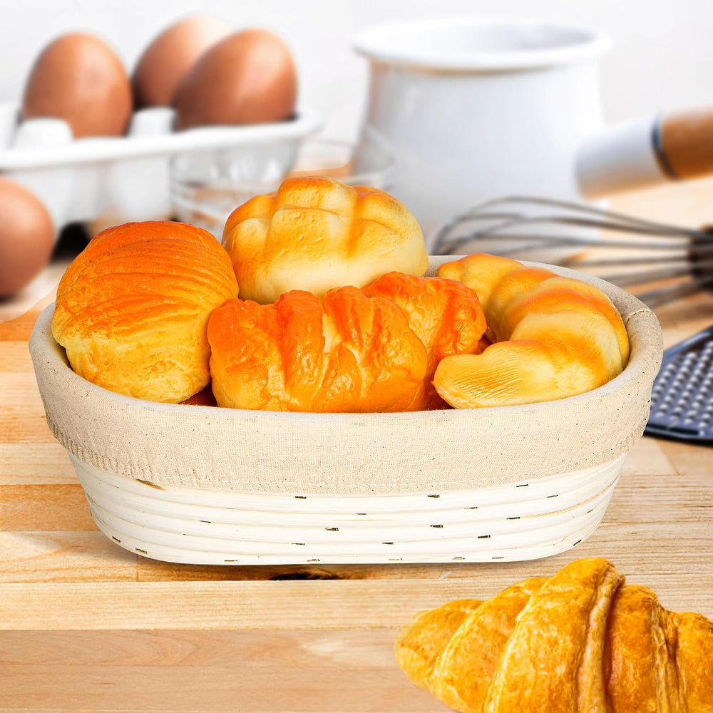 10'' Oval Banneton Bread Proofing Basket w/Cloth Liners & Scraper...