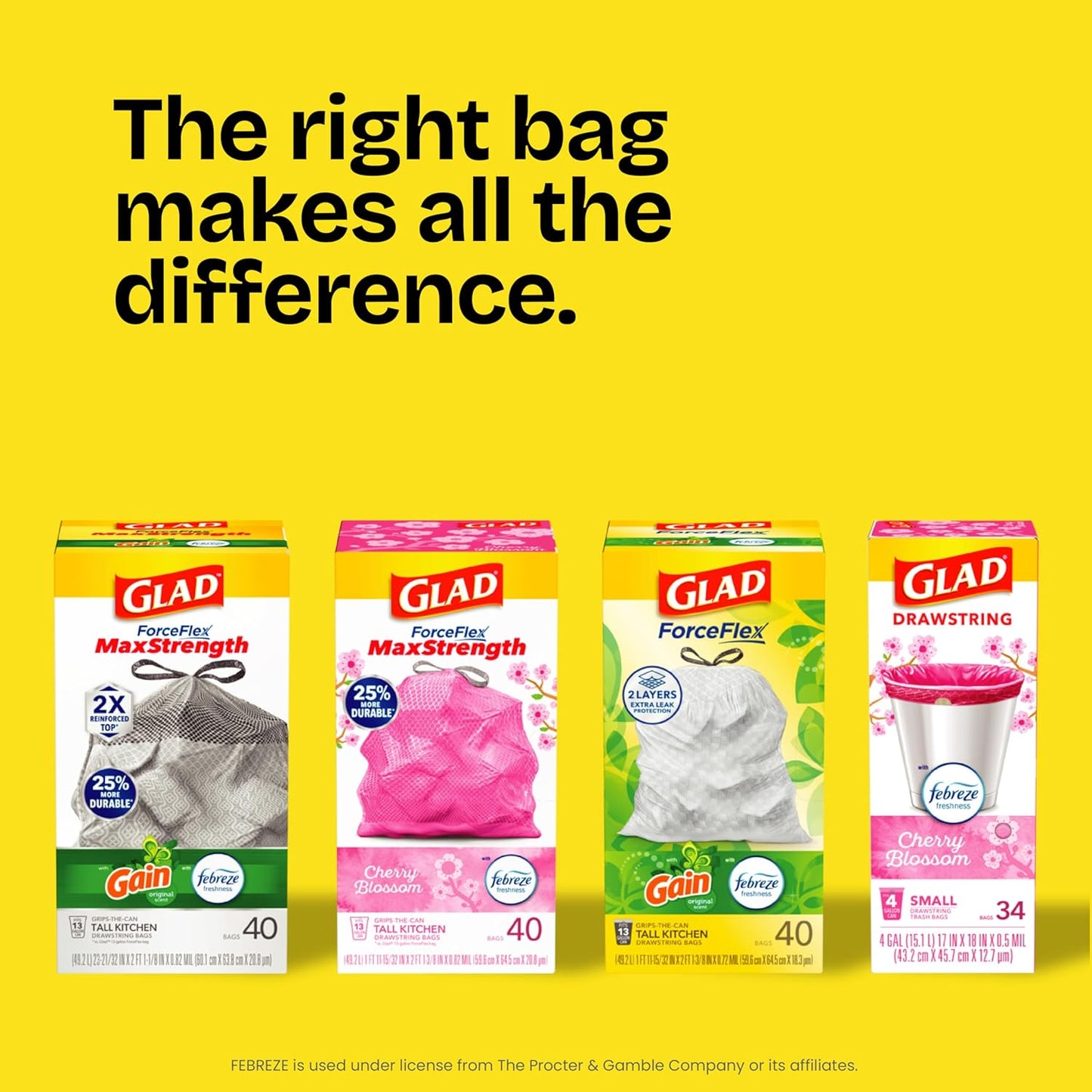 Glad ForceFlex Tall Kitchen Trash Bags, 13 Gallon, Gain Moonlight Breeze, 110 Ct (Package May Vary)