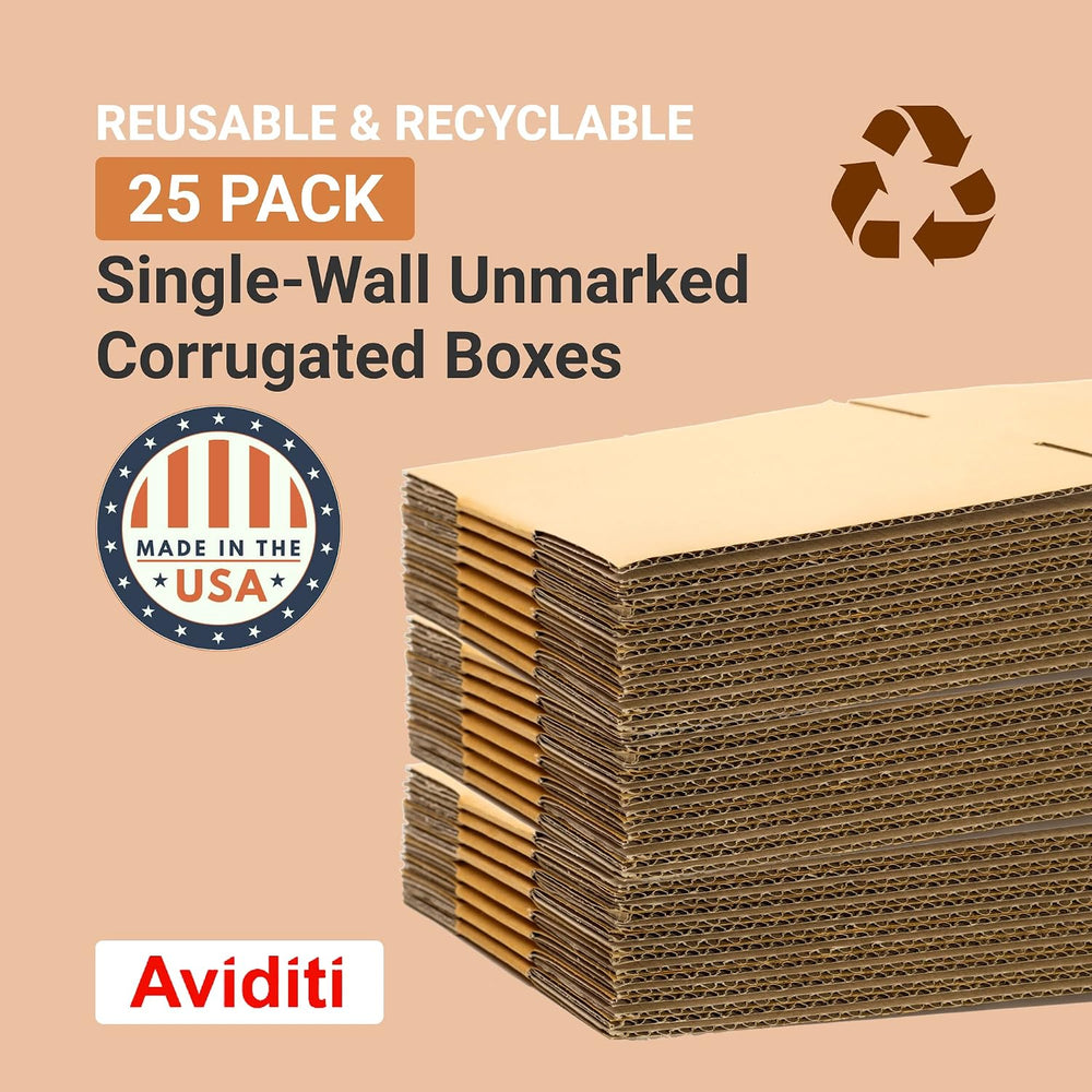 BOX USA Shipping Boxes Flat 14"L x 12"W x 4"H 25-Pack - Corrug...