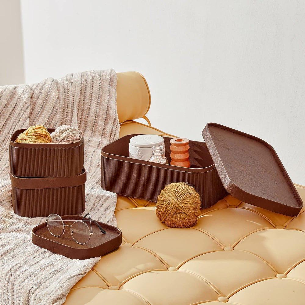 La Jolíe Muse Storage Boxes with Lids, Set of 3 Decorative Storage Containers...