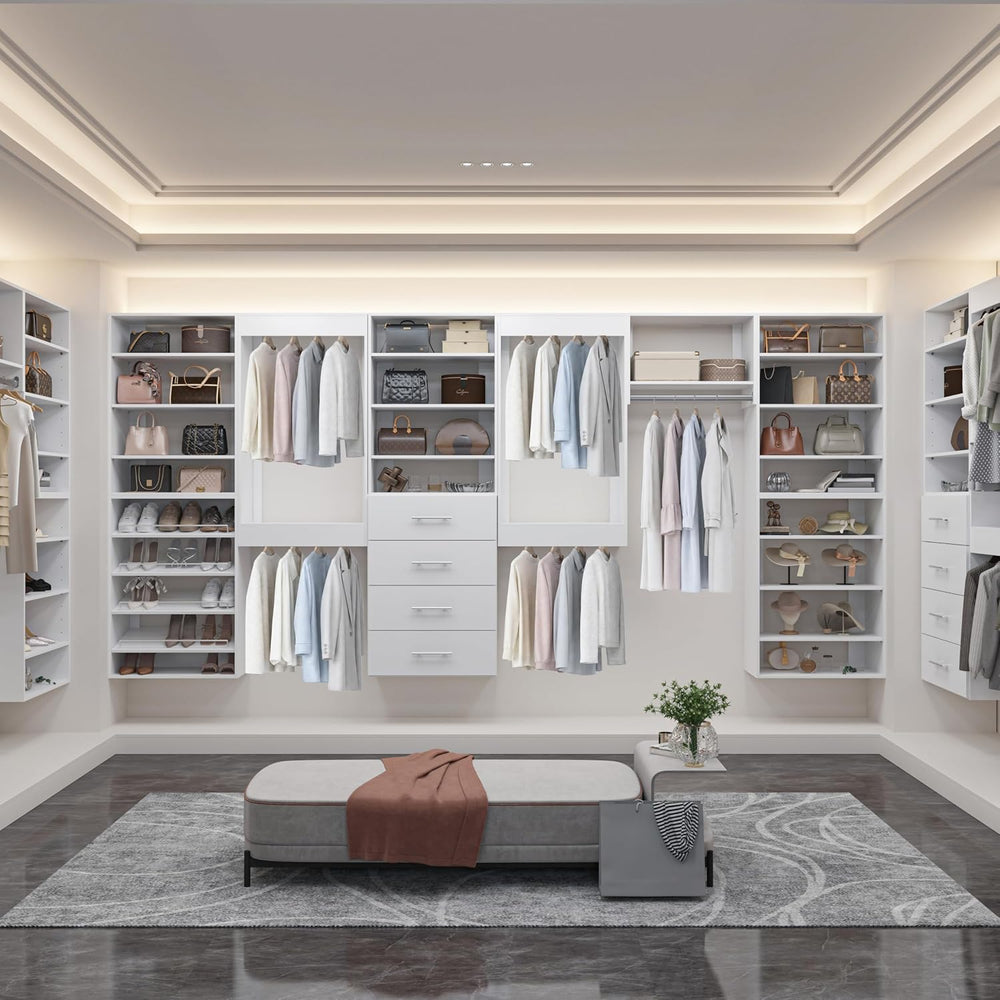31.5" Wide Tall Hanging Modular Closet System, Wall-Mounted Closet Organ...