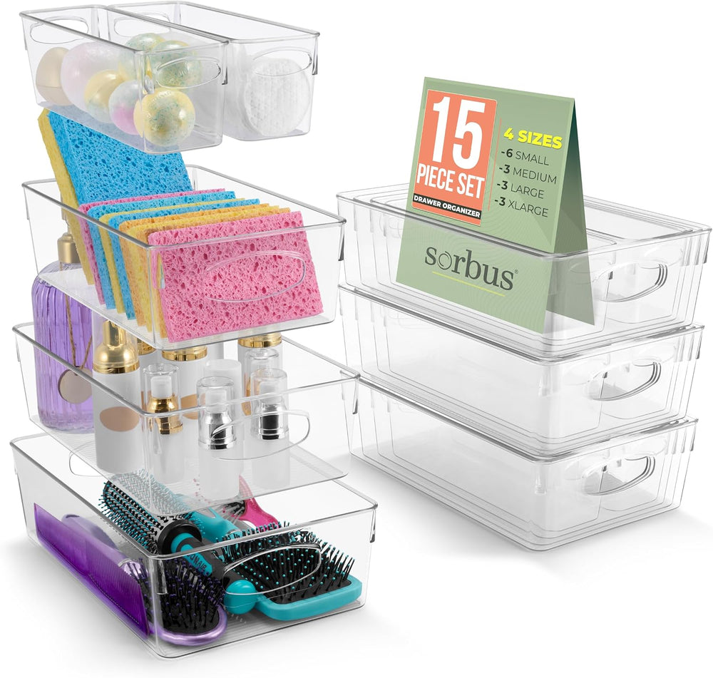 Sorbus Clear Plastic Storage Bins