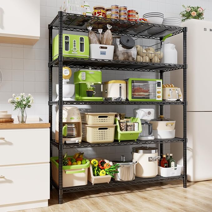 Storage Shelves, 5-Tier Adjustable Metal Industrial Utility Shelf Rack