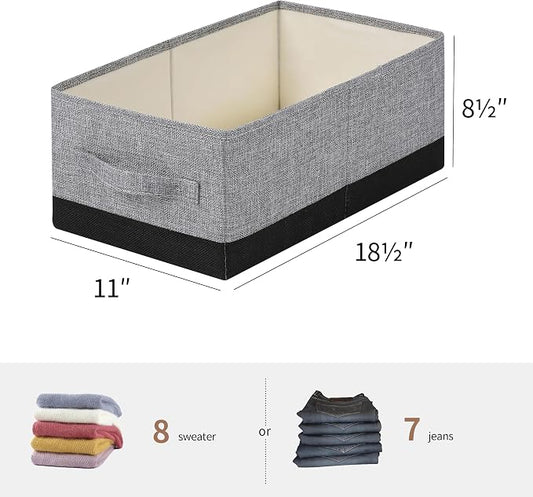 Linen Folding Storage Bins, 3 Pack Large Storage Baskets, Clothing Storage Bins - Image 2