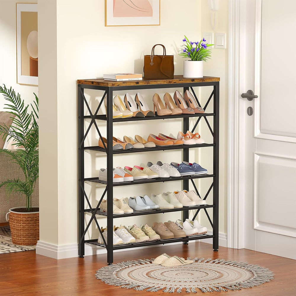 6-Tier Shoe Rack Organizer, Large Capacity Shoe Shelf with Metal Shelves, Hol...