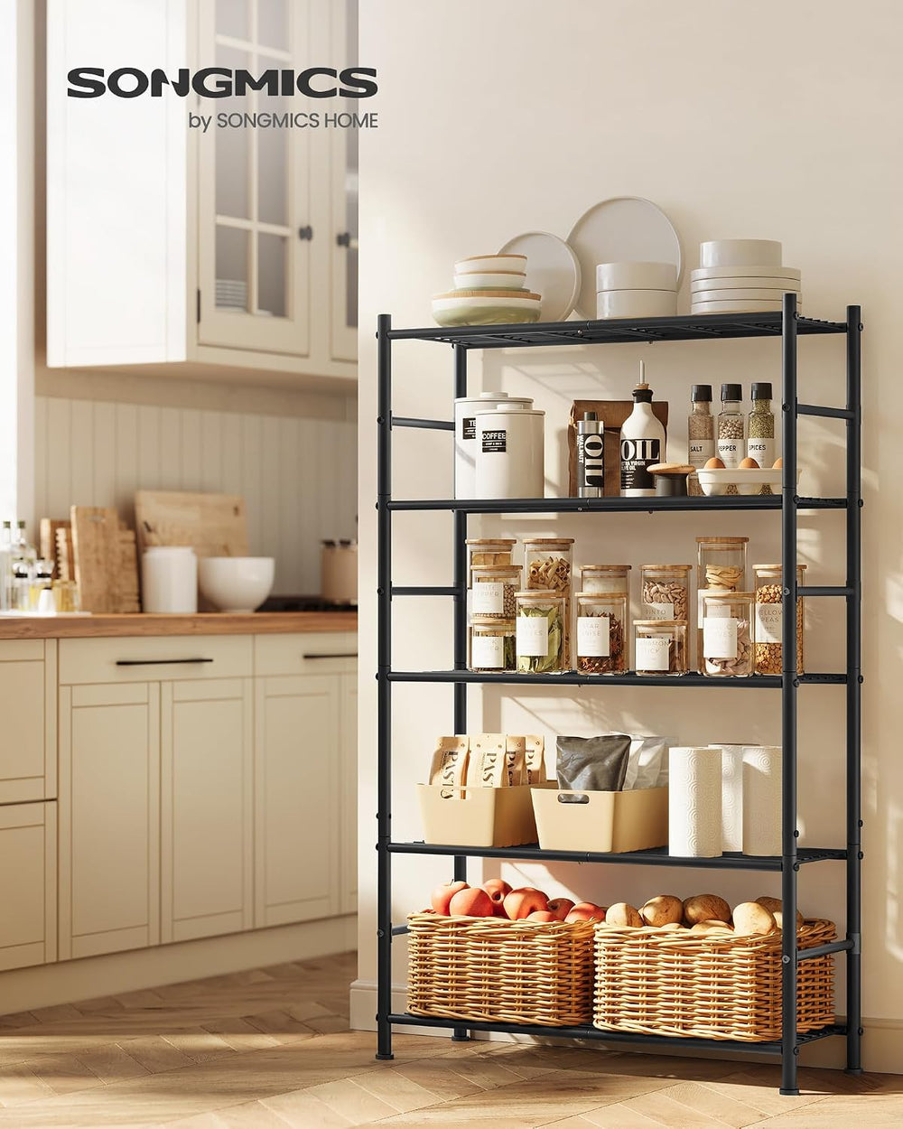 SONGMICS 5-Tier Storage Shelves, Adjustable Metal Wire Shelving Unit