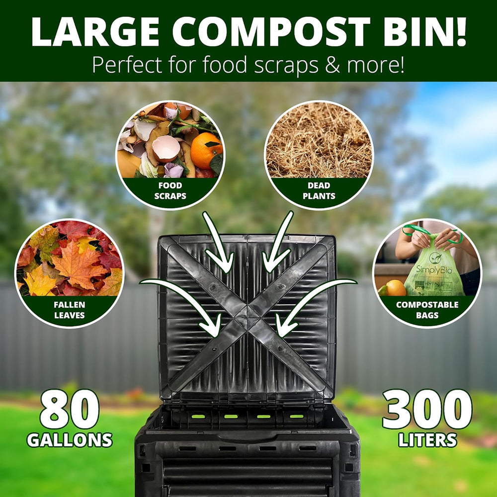 Simply Bio Garden Compost Bin from BPA-Free Material - 80 Gallon (300 L) Larg...