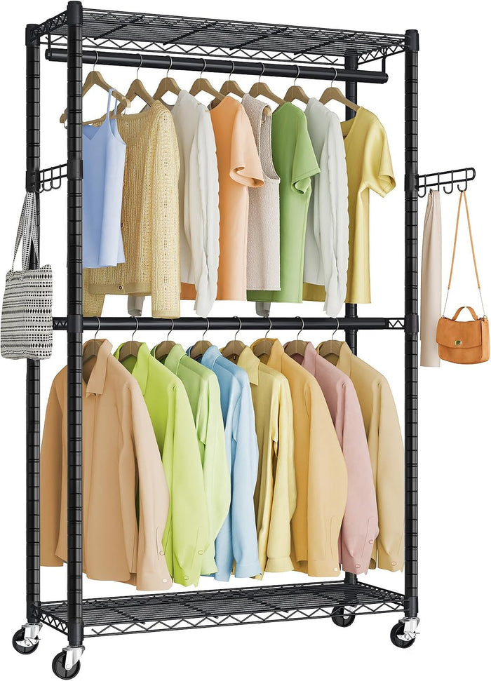 SONGMICS Heavy-Duty Clothes Rack, Portable Closet on Wheels, Garment Rack