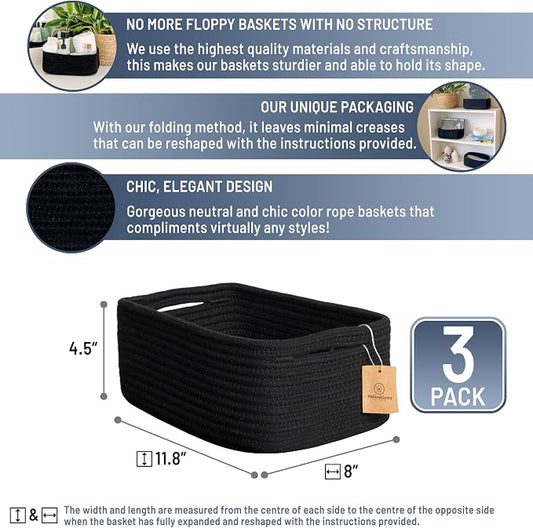 NaturalCozy 11.8"x8"x4.5” Rectangle Storage Baskets - Image 2