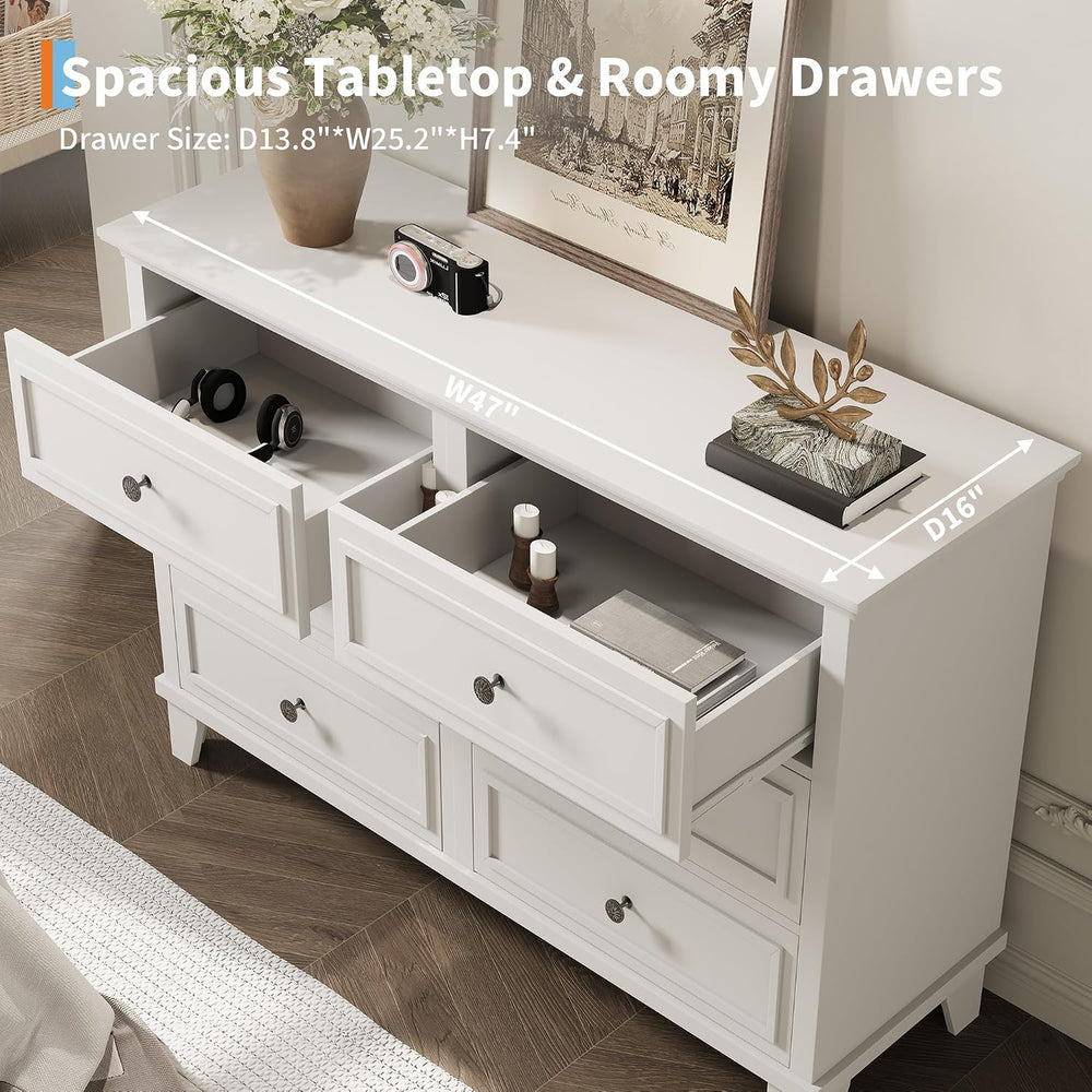 GAOMON Dresser for Bedroom, 6 Drawer Wide Dresser Storage Organizer, Modern W...