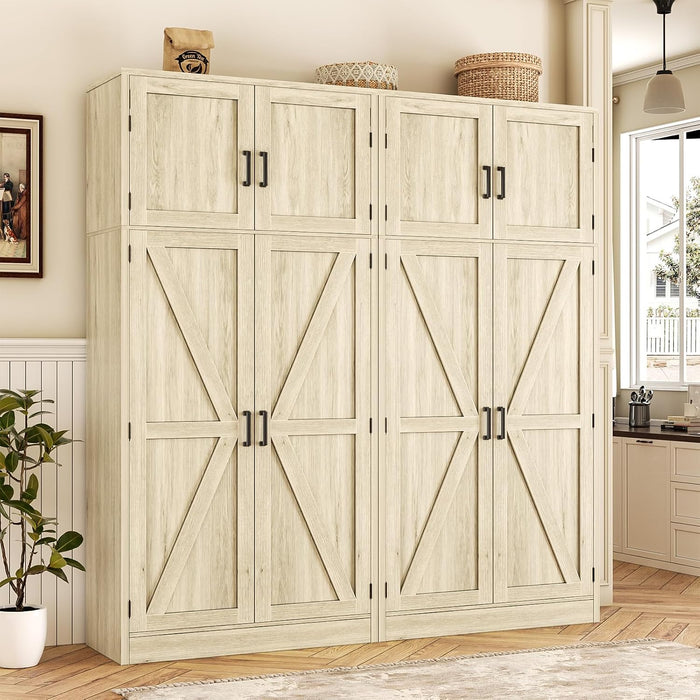 Unikito 71” Tall Pantry Cabinet with Adjustable Shelves, Wash Gray, 2 Pack