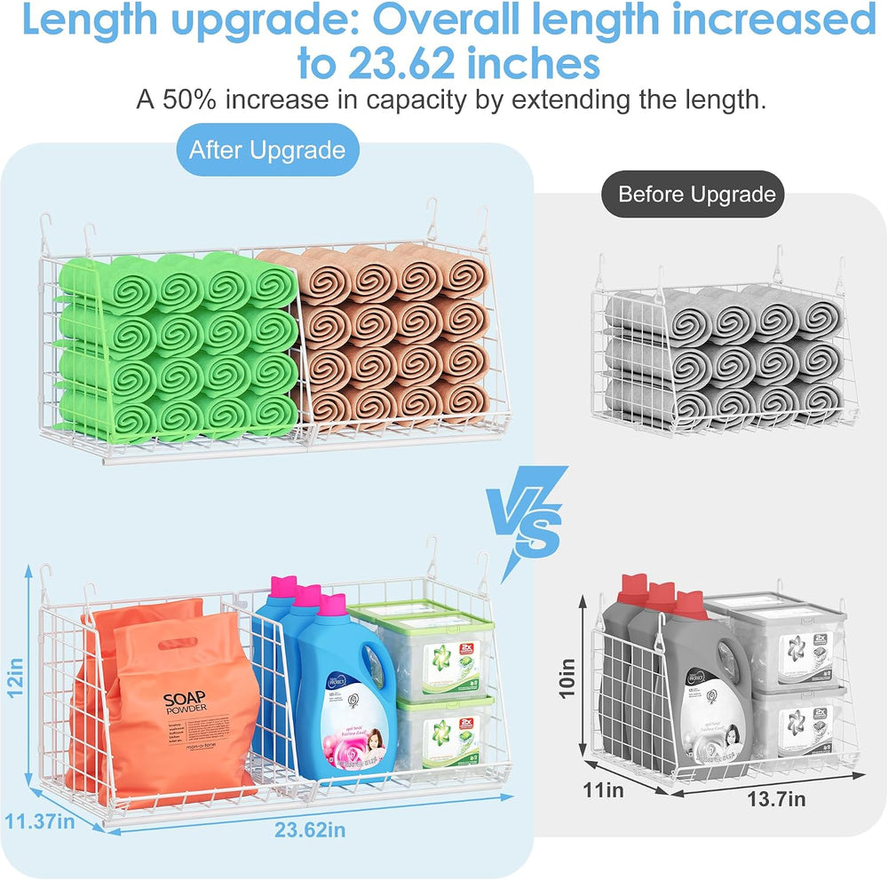 23.62” Extra-Long Under-Shelf Hanging Laundry Basket Organizer, 3-Pack Space-...