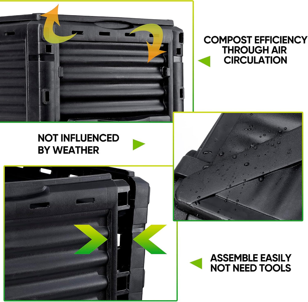 SUPER DEAL 80 Gallon Compost Bin, Outdoor 300 L Garden Composter, Large Capac...