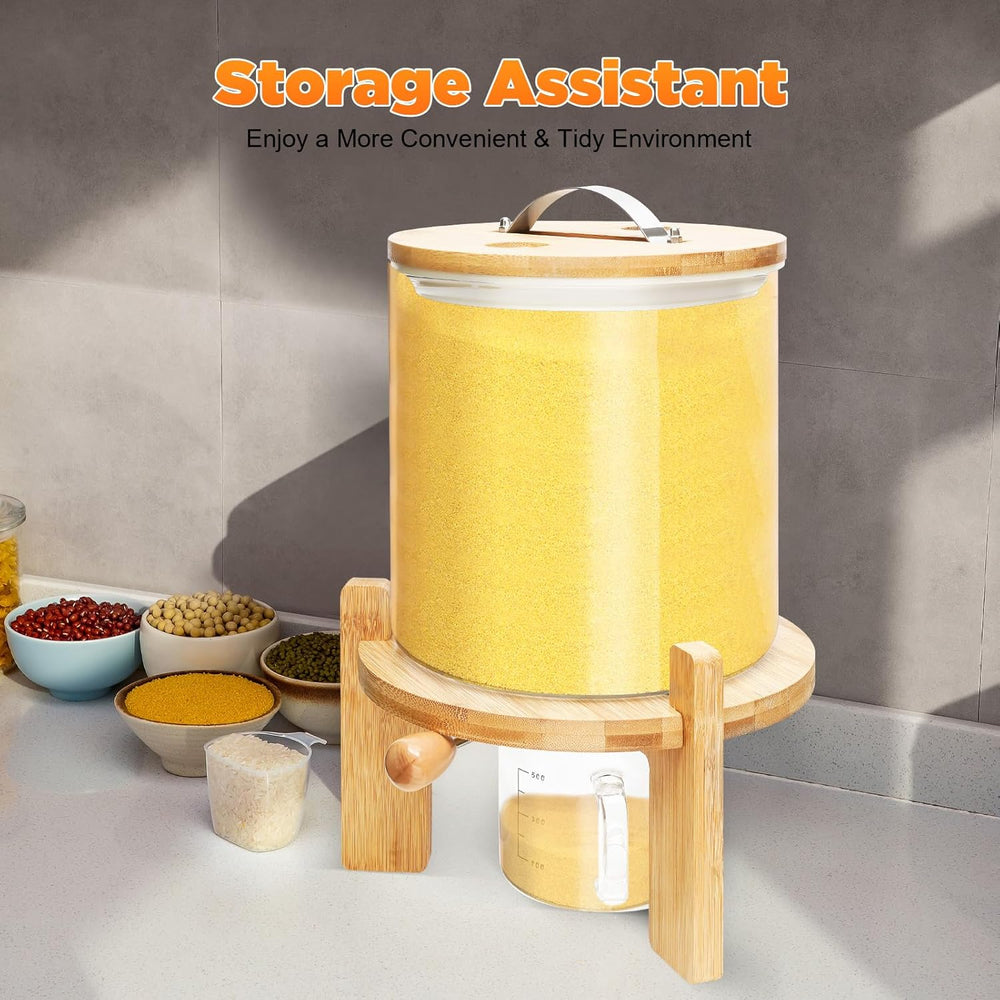 Rice Dispenser, 5L/7.5L Cereal Containers Storage with Valve+Lid+Thermometer+...
