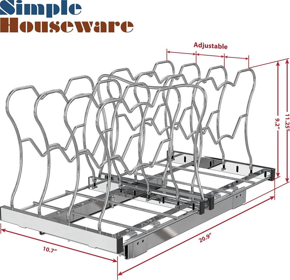 Simple Houseware Under Cabinet Pull Out Sliding Shelf Organizer, Chrome