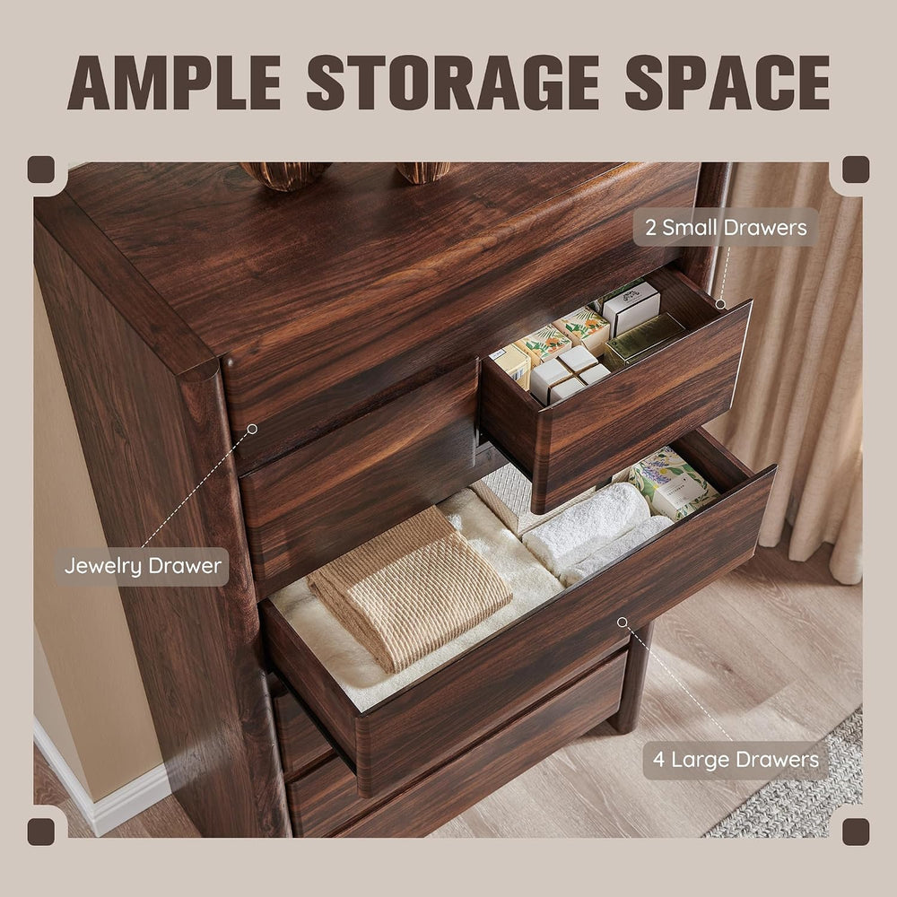 Modern 7 Drawers Dresser for Bedroom, 54.7" Tall Dresser-Brown