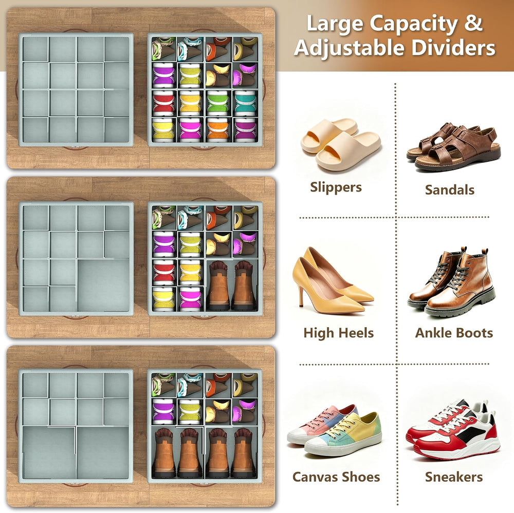 Shoe Organizer for Closet,2 Pack Foldable Shoe Storage Organizer Box Bin with...