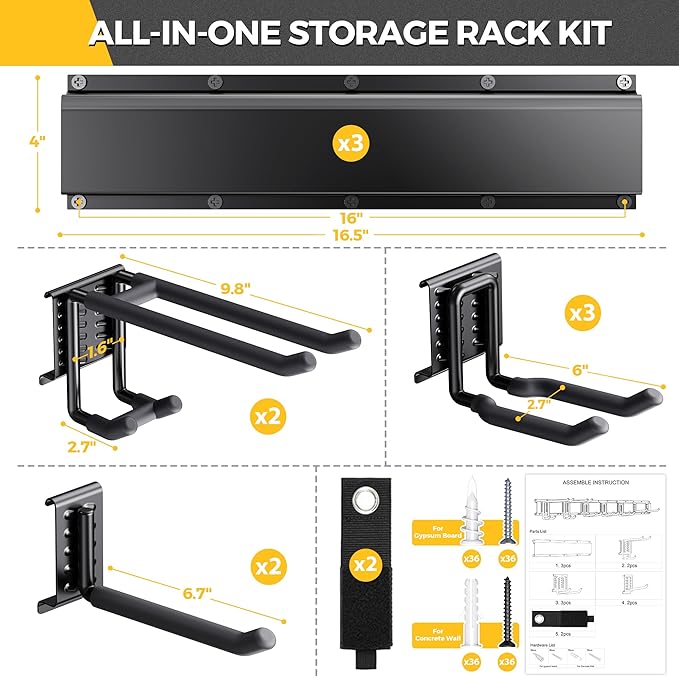 LBT 49.5"Garage Tool Organizer Wall Mount 500lbs Garden Tool Organizer