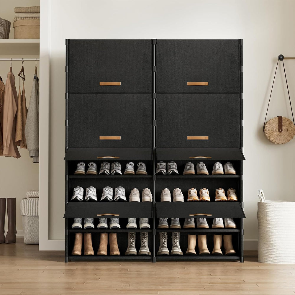 2 by 9 Tier Shoe Cabinet, 54-Pair Storage for Closet,Black