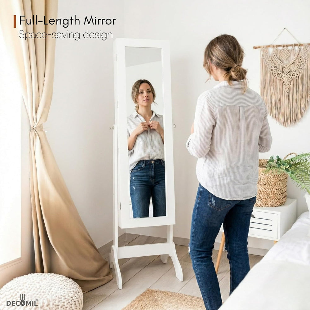 DECOMIL LED Light Jewelry Cabinet Armoire with Mirror, Large Storage 57"...