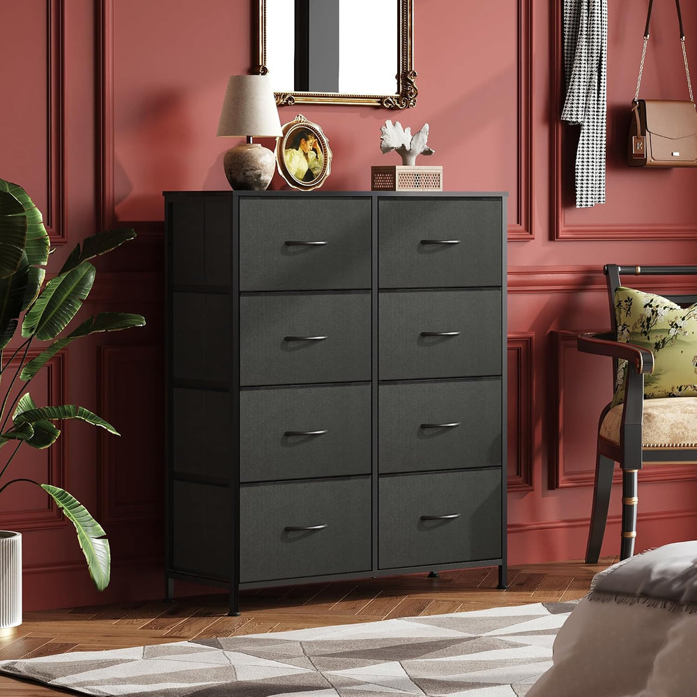 WLIVE Fabric Dresser for Bedroom, Tall Dresser with 8 Drawers, Storage Tower ...