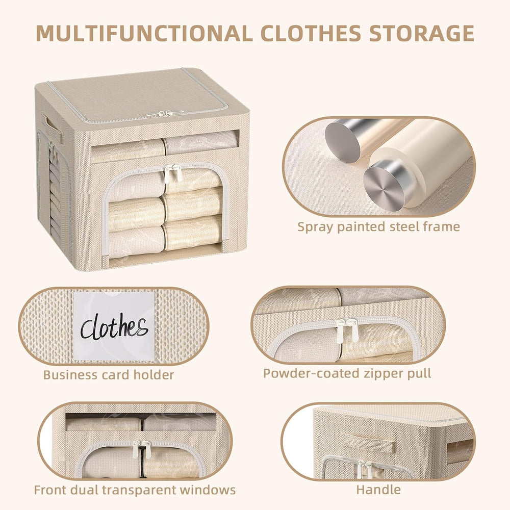 FHSQX 6 Pack Foldable Storage Bins for Clothes Clothes Storage Bins with Meta...