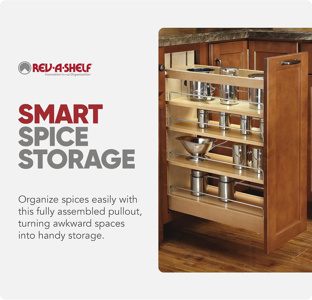 Rev-A-Shelf 8" Pullout Shelf Organizer for Kitchen and Bathroom Base Cab...