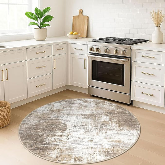 IOHOUZE Round Area Rug 5 Ft Circle Entryway Rugs Round Washable Door Mat Indoor - Image 2