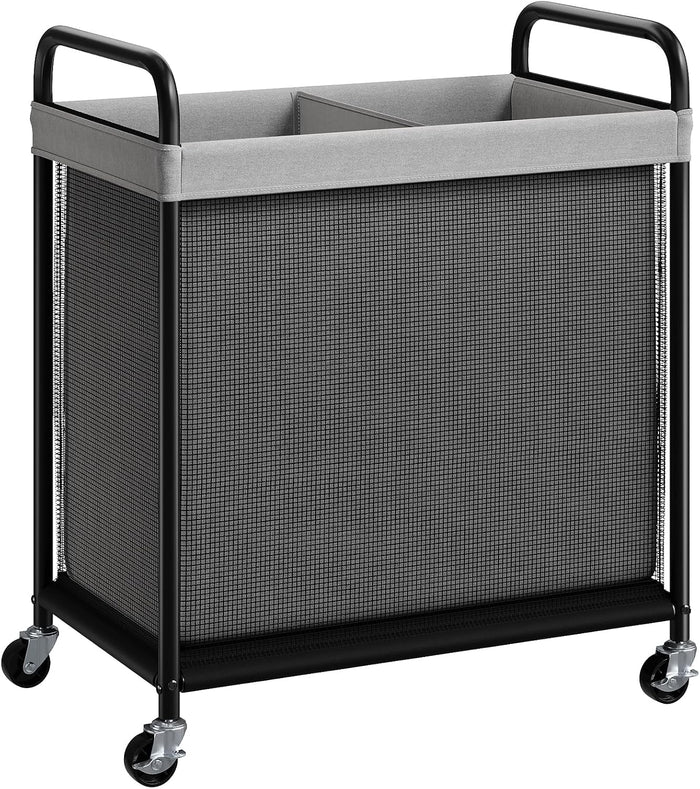 ELYKEN Laundry Hamper 2 Section, 100L Rolling Laundry Sorter with Wheels