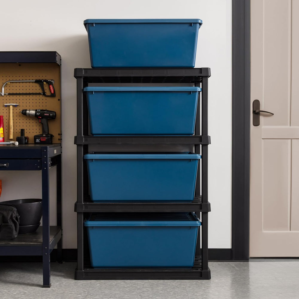 IRIS USA 4-Pack 91 Qt Stackable Storage Bins with Lids, Navy
