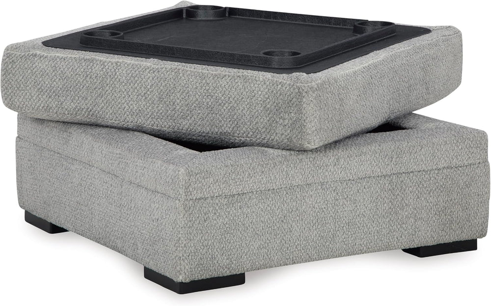 Signature Design by Ashley Square Ottoman with Storage and Cup Holders