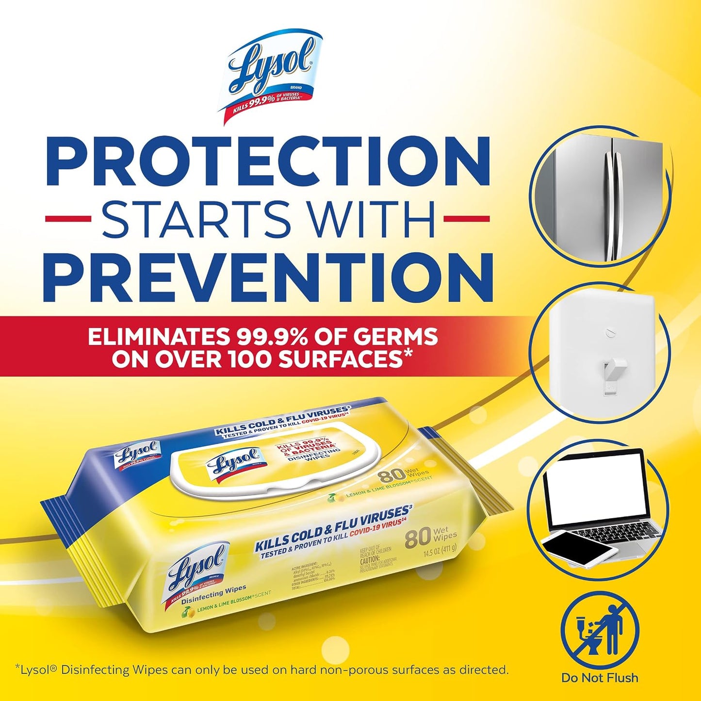 Lysol Handi-Pack Disinfecting Wipes, Brighter Horizon, Country Scent, (Pack of 4 - 320ct Total)