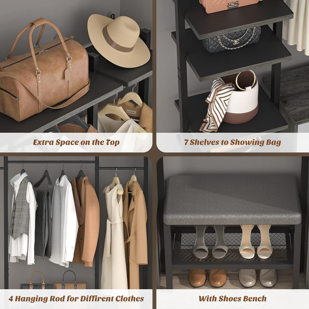Aheaplus Wall Mounted Closet System, Closet Organizer with 6-Drawers & Rods