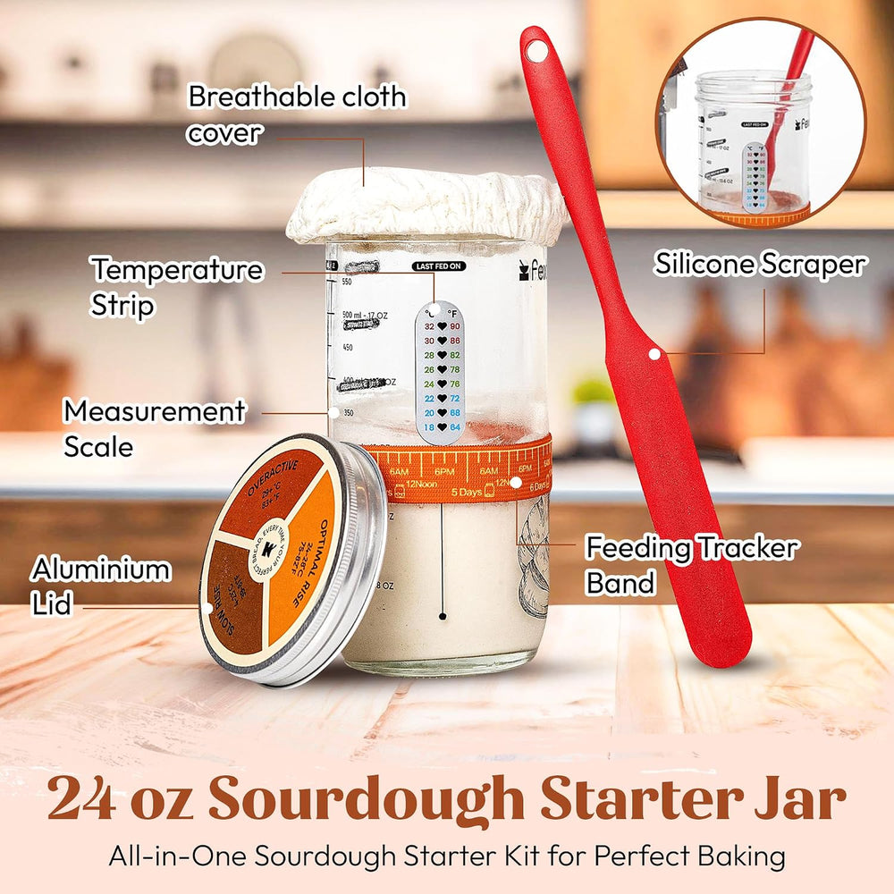 Sourdough Starter Kit with 9” Round & 10” Oval Banneton Bread Proofing Ba...