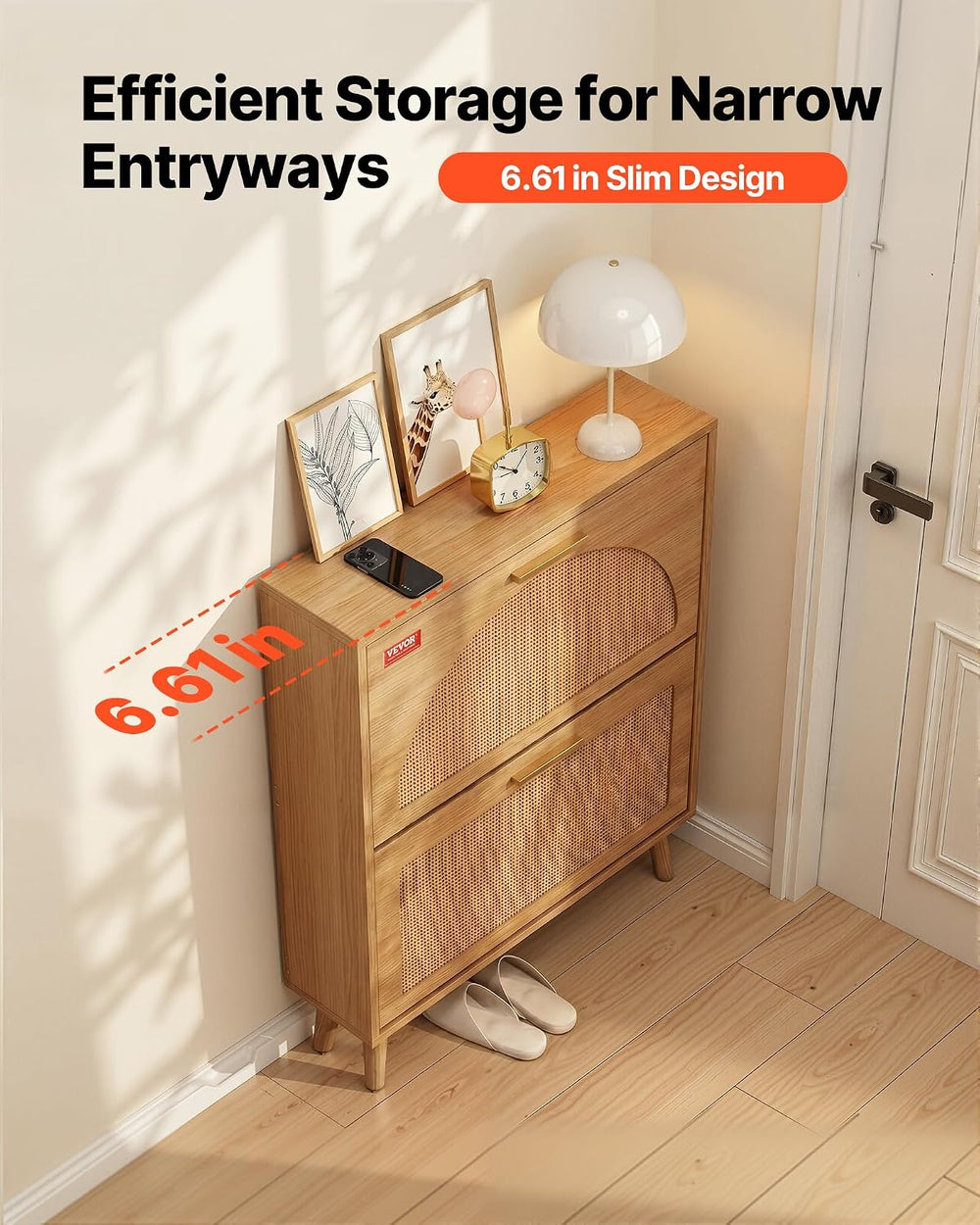 VEVOR Shoe Cabinet with 2 Flip Drawers, Shoe Storage Cabinet for Entryway, Fr...