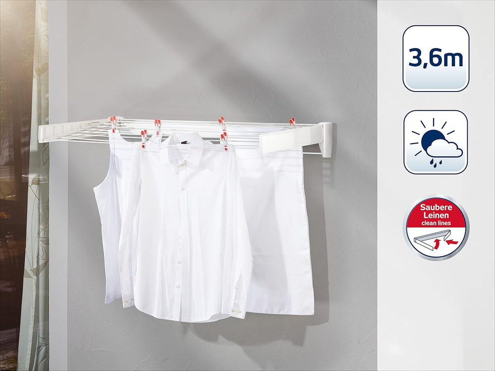 Leifheit Wall Dryer Telegant 36 Protect Plus, Space Saving Wall Mounted Cloth...